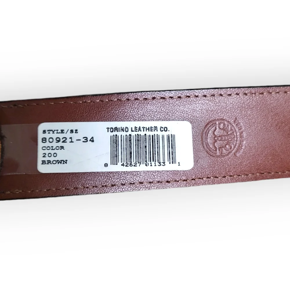 TORINO European Tanned Cowhide Leather Belt in Brown 34